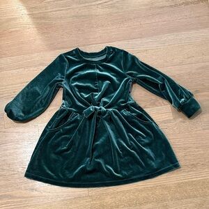Cat & Jack Green Velvet Kids Dress